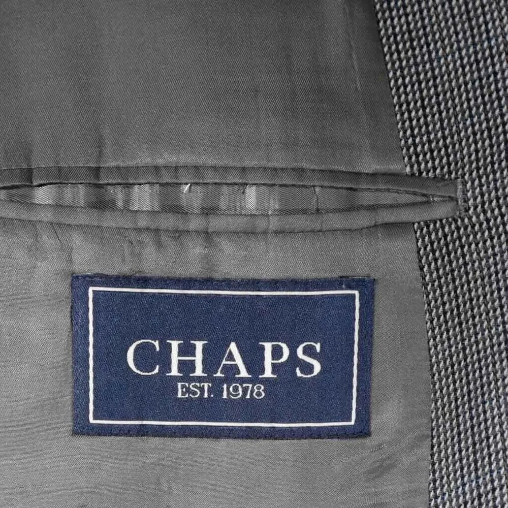 Chaps Ralph Lauren Mens Blazer Gray Check 100% Wool Lined Jacket Sport Coat 44R